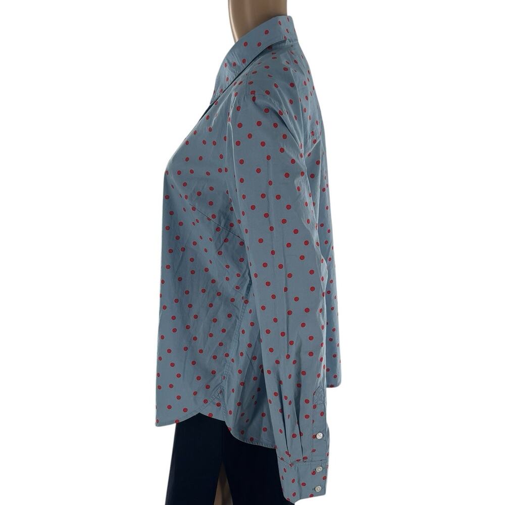 Boden Heron Blue Sienna Red Spaced Dot Cotton Button Down Shirt - Picture 7 of 12